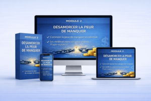 Mockup du module 2 de la formation Apprivoiser la peur de manquer d’argent pour réduire l’hypervigilance et l’anxiété financière